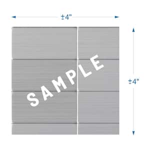 Take Home Sample Subway Silver Stainless Steel 4 in. x 4 in. Metal Peel and Stick Wall Mosaic Tile (0.11 sq.ft /Each)