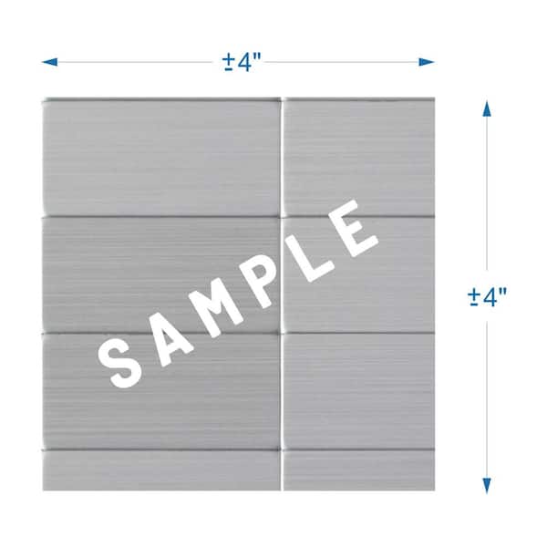 Inoxia SpeedTiles Take Home Sample Subway Silver Stainless Steel 4 in. x 4 in. Metal Peel and Stick Wall Mosaic Tile (0.11 sq.ft /Each)
