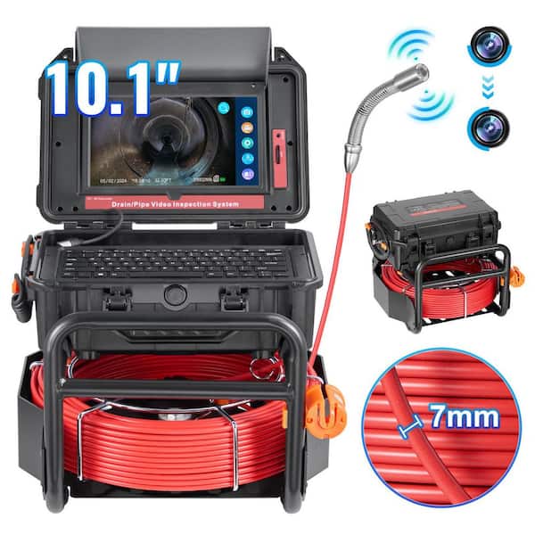 Sewer Camera, 165 ft. /50 m Self-Leveling Drain Camera with 10.1 in. Touchscreen 512 Hz Transmitter