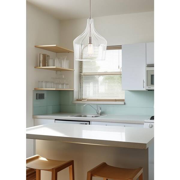 Kira Home Lucy 60-Watt 1-Light Brushed Nickel Modern Pendant