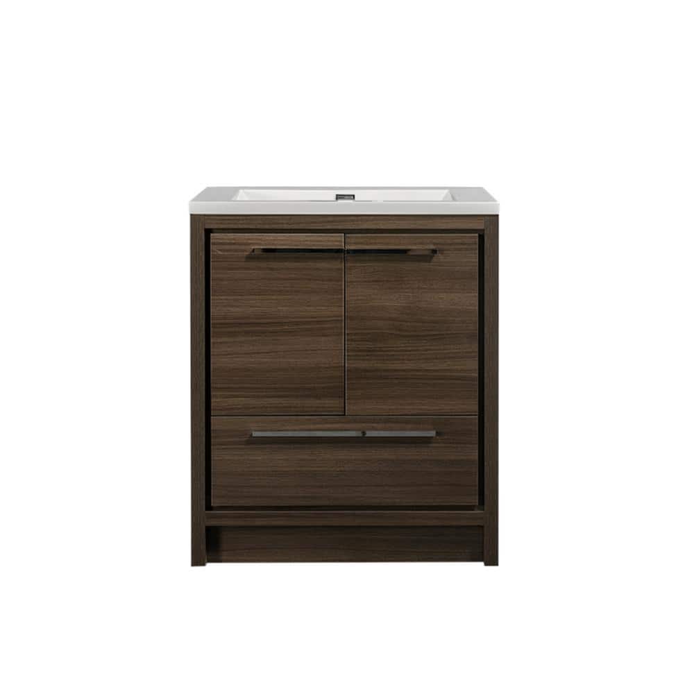30 in. W x 19.70 in. D x 34.30 in. H Oak Freestanding Bath Vanity with Whit