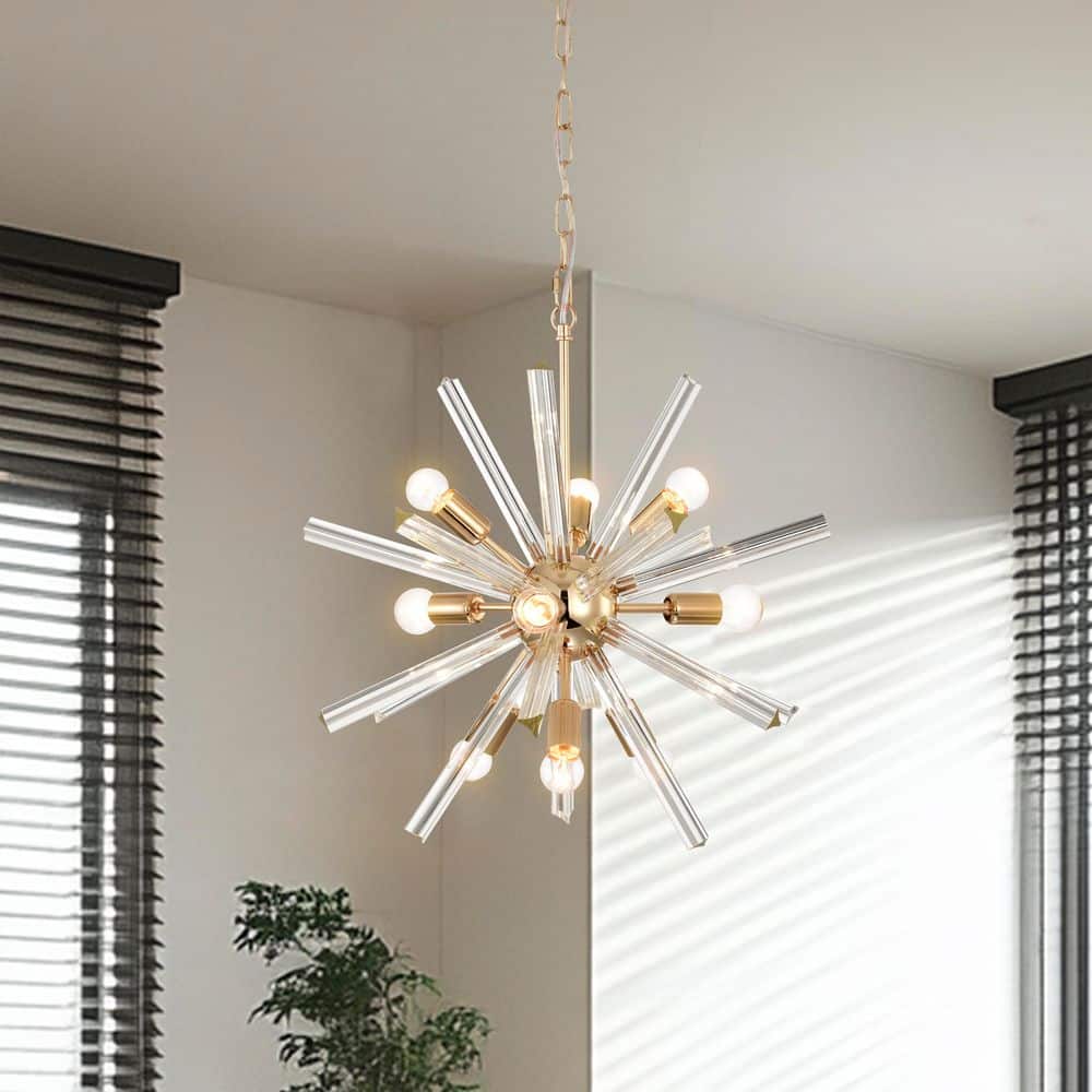 Phoebe 5.5 in. W 9-Light Glossy Rose Gold Glass Bar Sputnik Chandelier price history on PriceWatchPro