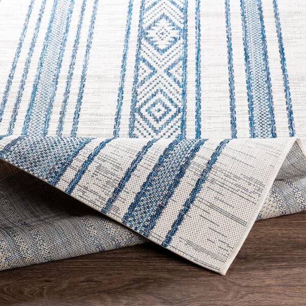 Joss & Main Greta Geometric Handmade Flatweave Polypropylene Indoor / Outdoor Area Rug in Winter White/Twilight Blue/Tempest Rug Size: Rectangle 9' x 12