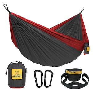 DoubleOwl 10 ft. Portable Large Hammock with Adjustable Straps in Charcoal/Red