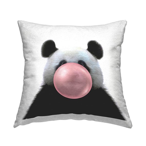 Stupell Industries Panda Bear Pink Bubblegum White Square Outdoor Throw Pillow