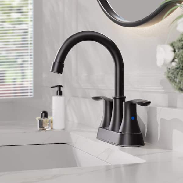 4 Inch Centerset Bathroom Sink Faucet Double Handle Bathroom Faucet With Pull Out Sprayer Bathroom Faucet With Dual Lever Handle Vanity Tap With 2 Hole