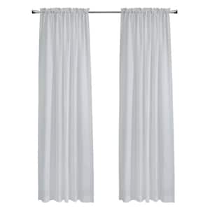 Cote d'Azure Rod Pocket White Polyester Faux Linen 56 in. W x 63 in. L Rod Pocket Indoor Sheer Curtain (Single Panel)