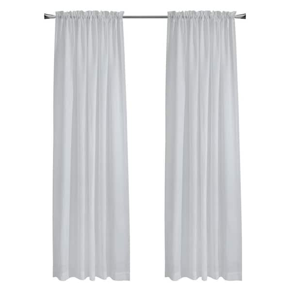 Cote d'Azure Rod Pocket White Polyester Faux Linen 56 in. W x 63 in. L Rod Pocket Indoor Sheer Curtain (Single Panel)