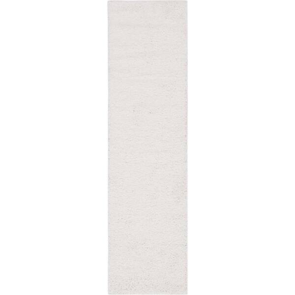 Unique Loom Davos Shag White 3 ft. x 10 ft. Runner Rug