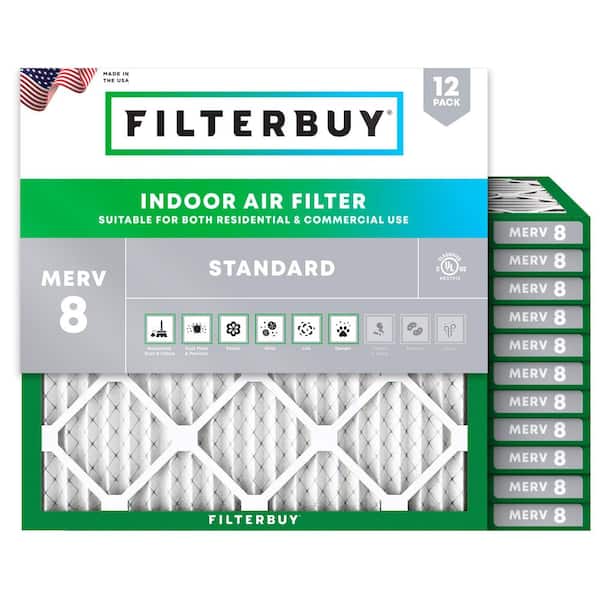 22 in. x 22 in. x 1 in. MERV 8 (FPR 5) Dust Defense Pleated HVAC AC Furnace Air Filters Replacement (12-Pack)