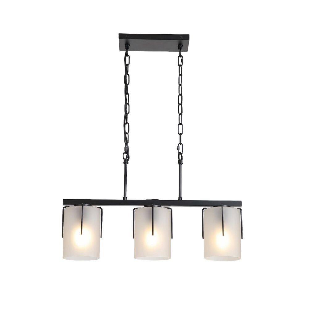 Phira 60 Watt 3 Light Matte Black Hanging Pendant Light Fixture with Frosted Glass Cylinder Shade price history on PriceWatchPro