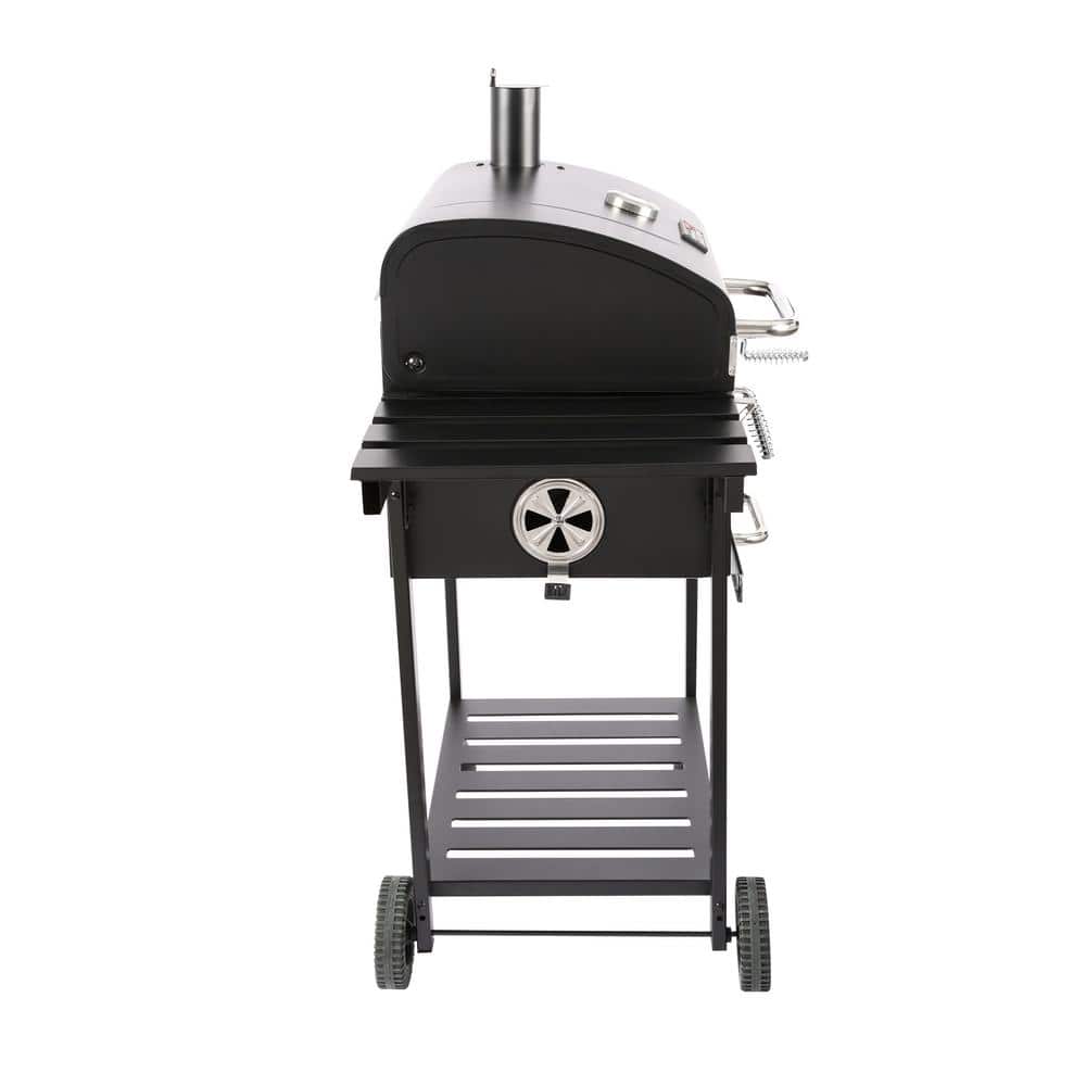 Royal Gourmet 24-Inch Black Barrel Charcoal Grill with Side Table