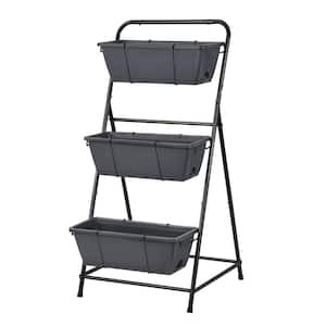 38 in. H x 18 in. L x 17.7 in. W 3 Tier Vertical Planter with Drainage Holes Removable Tray for Patio Balcony Porch Gray