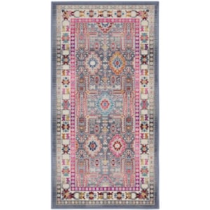 Vintage Kashan Grey/Multi 2 ft. x 4 ft. Bordered Transitional Area Rug