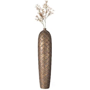 37 in. Tall Cylinder Antique Designed Floor Vase for Entryway, Dining, or Living Room Decor - Ceramic Home Accent