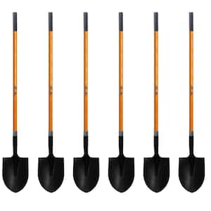 47 in. L Fiberglass Long Handle Digging Round Shovel, with Heavy-Duty Metal Blade Shovel (6-Pack)