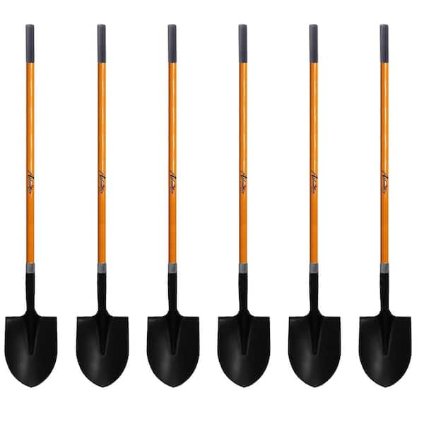 Ashman Online 47 in. L Fiberglass Long Handle Digging Round Shovel, with Heavy-Duty Metal Blade Shovel (6-Pack)