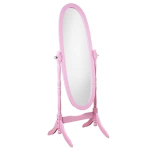 Dreamy 59 in. x 22.5 in. Pink Finish Wood Framed Oval Mirror