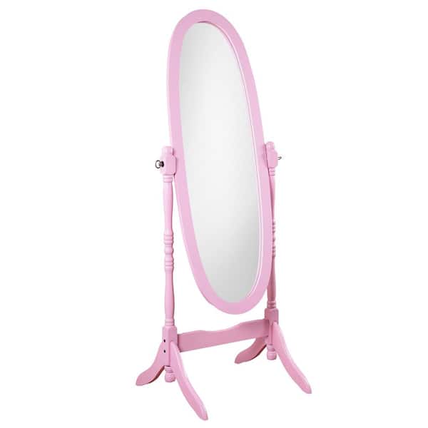 Vsmile Dreamy 59 in. x 22.5 in. Pink Finish Wood Framed Oval Mirror