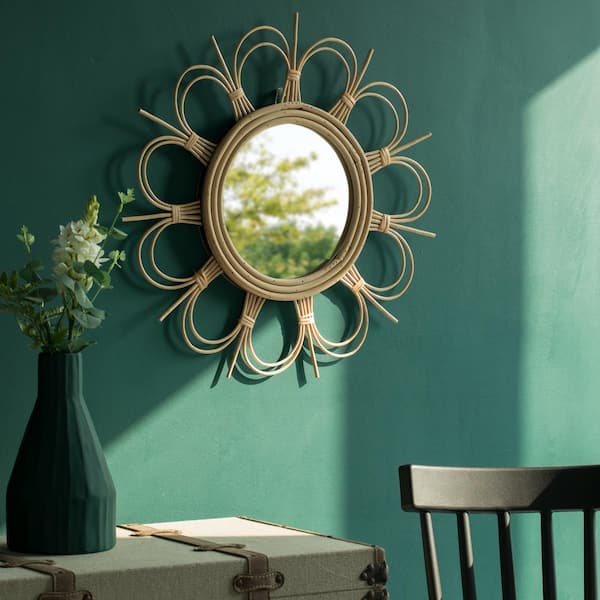 Printed Floral Round Mirrors | Aesthetic Wall Mirror