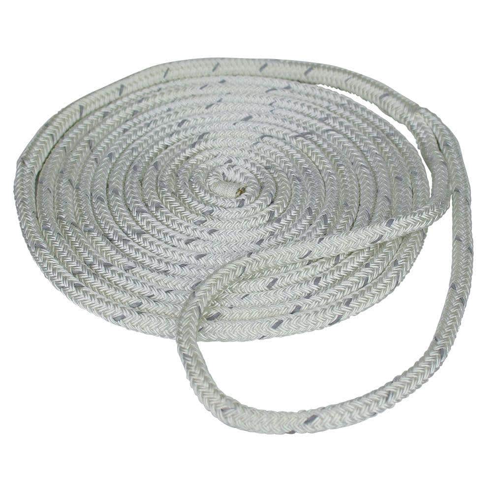 Pulling Rope (1/2 Inch, 300 Feet) - Double Braided Polyester Rope with Eye  Loop - White with Green Tracer