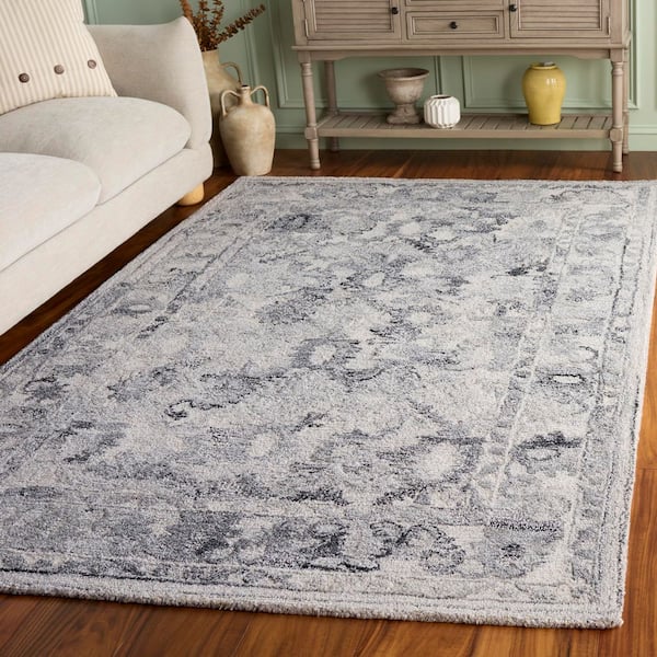 Marquee 3 ft. x 5 ft. Light Gray/Charcoal Abstract Border Area Rug