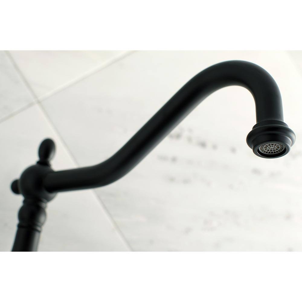 Matte Black Wall Mount Double Handle Tub Filler