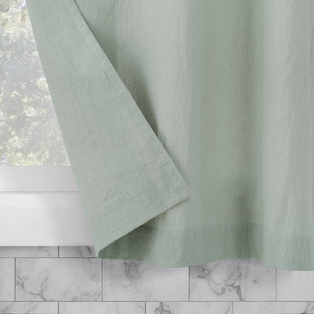 Seafoam Green Cotton Sheer Tab Top Kitchen Curtain Tier Pair