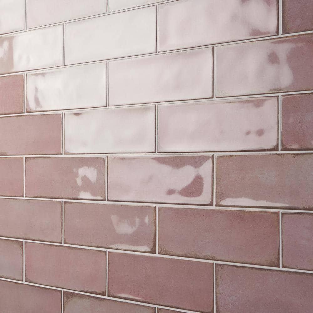 Coronado Polished Pink Ceramic 4x12 Subway Tile