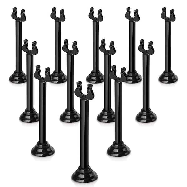 4 in. W x 4 in. H Black Stainless Steel Table Place Card Number Holder with Zinc Alloy Base (Set of 12)