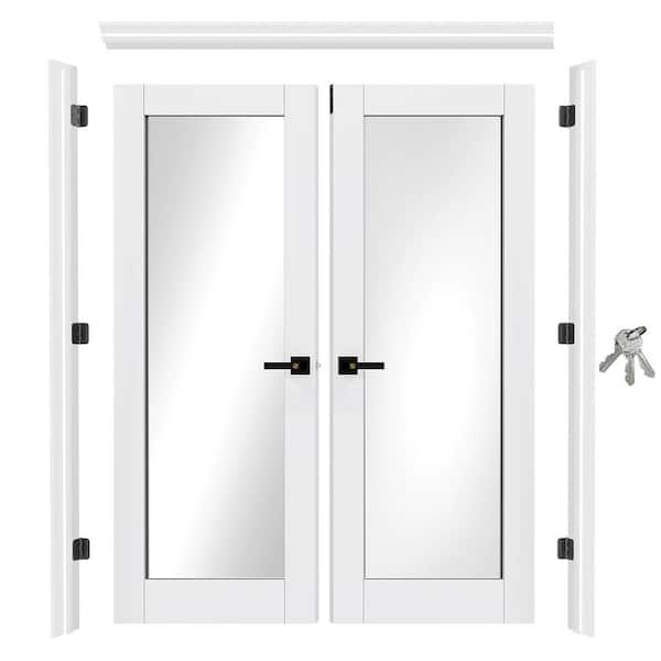 TENONER 60 x 80 in. White Primed Wood 1-Panel Door with Assembly