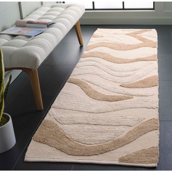 Vermont 2 ft. x 8 ft. Ivory/Beige High-Low Wavy Runner Rug