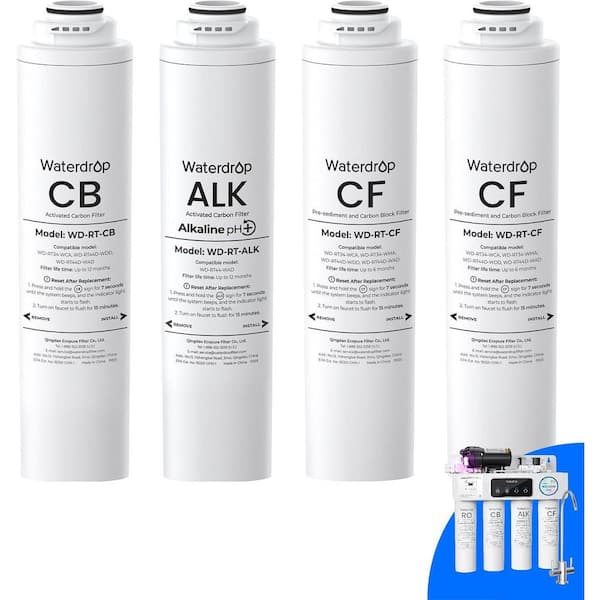 WD-T4-RCA Replacement Filter 1-Year Combo, Pack of 2CF, 1CB and 1Alkaline Filter, Replacement for WD-T4-A RO System