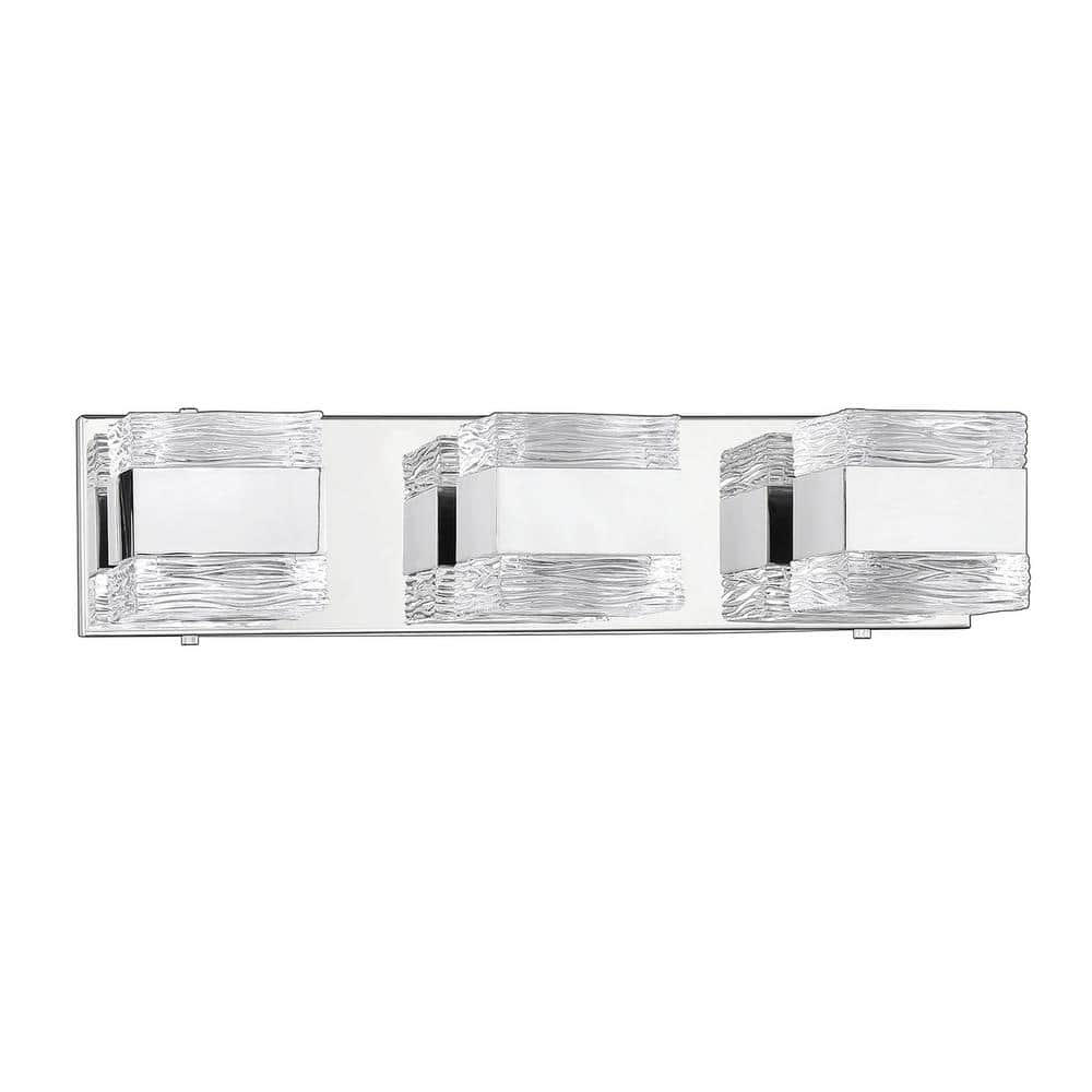 CUBIX 20 in. 3 Light Chrome, Clear Vanity Light with Clear Glass Shade -  Kendal Lighting, VF1100-3L-CH