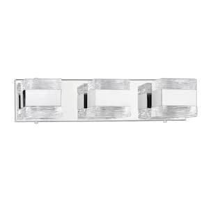 CUBIX 20 in. 3 Light Chrome, Clear Vanity Light with Clear Glass Shade