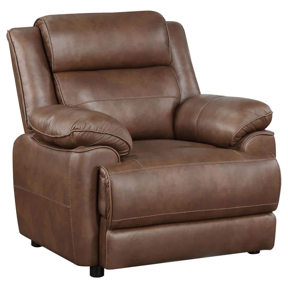 Brown Faux Leather Transitional Accent Chair