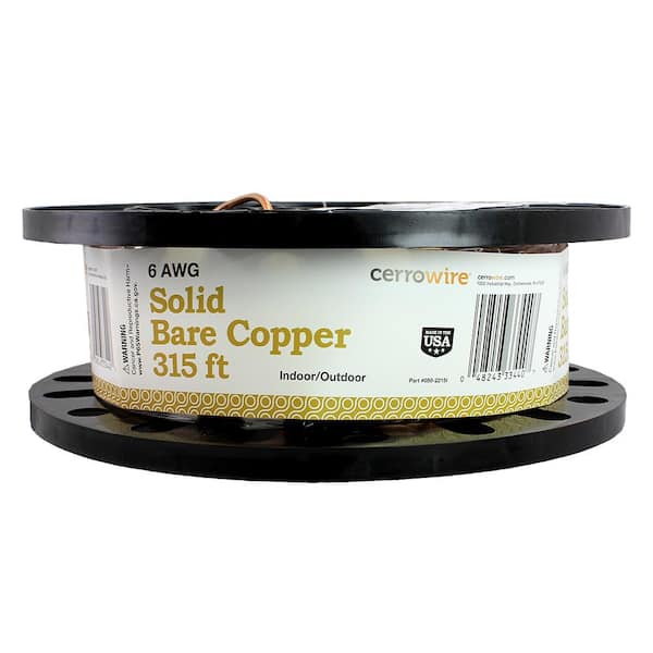 Cerrowire 15 ft. 6-Gauge Solid SD Bare Copper Grounding Wire 050