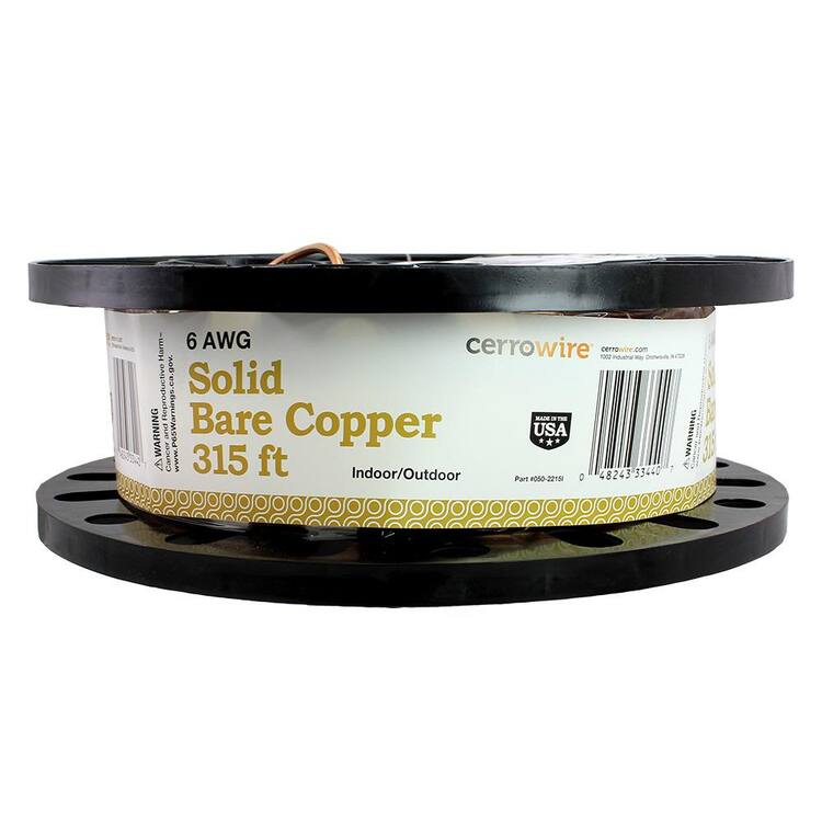 Cerrowire 315 ft. 6Gauge Solid SD Bare Copper Grounding Wire Home