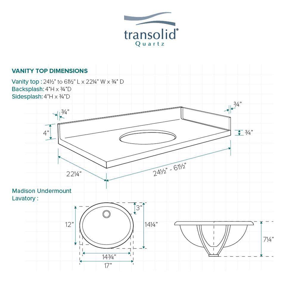 Madison 25.5'' Cream Quartz Single Bathroom Vanity Top with White Round Sink