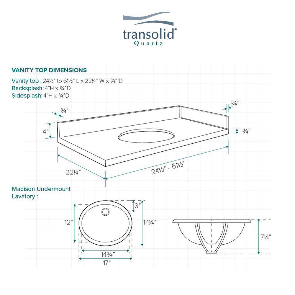 Natural White Quartz 25'' Single Bathroom Vanity Top with Sink