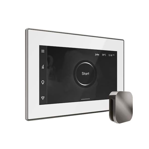 Mr. Steam XButler Steam Shower Control Package with iSteamX Control and Linear Steamhead in White Brilliant Black