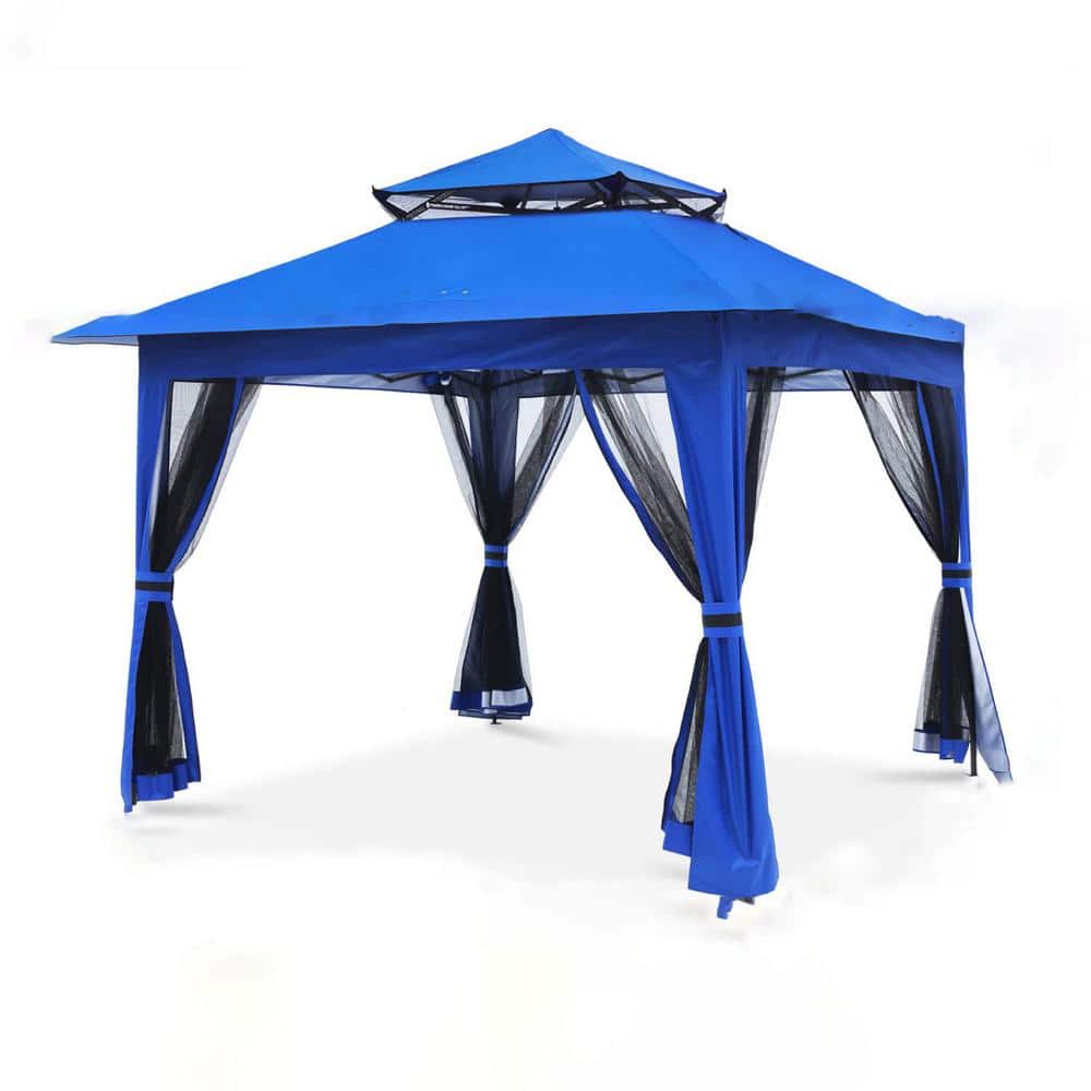 13 ft. x 13 ft. Blue Portable Water Resistant Pop Up Gazebo Outdoor Canopy Tent with Mosquito Netting for Patio Garden price history on PriceWatchPro