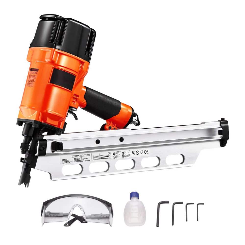 2 in. to 3-1/2 in., 21 Degree Full Round Head Pneumatic Framing Nailer with Dual Trigger Modes and Tool-Less, 80-120PSI price history on PriceWatchPro