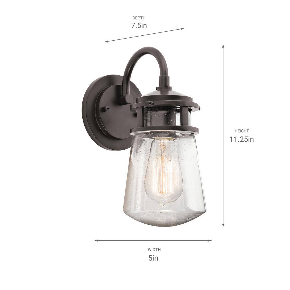 Lyndon 11.25" Bronze and Clear Seeded Glass Wall Sconce