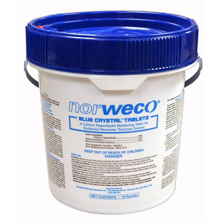 Norweco 10 lb. Pail Blue Crystal Chlorine Tablets for Aerobic or Septic