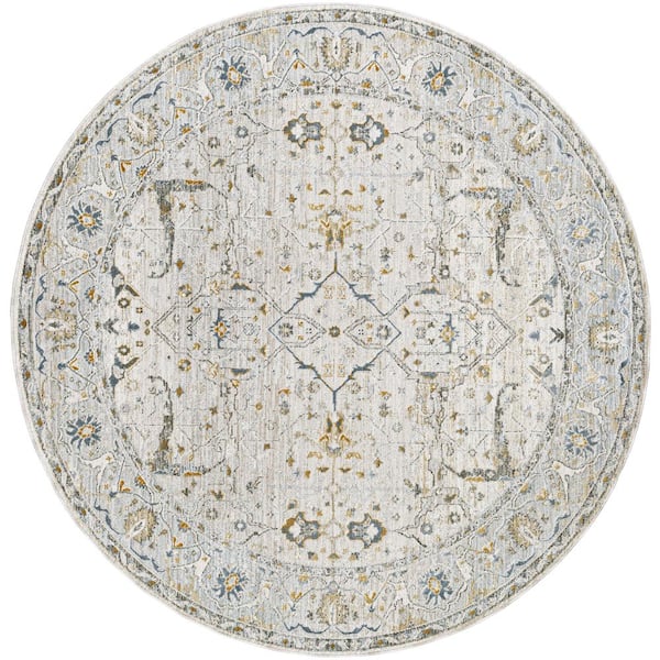 Livabliss Dresden Gray Traditional 5 ft. Round ft. Indoor Area Rug