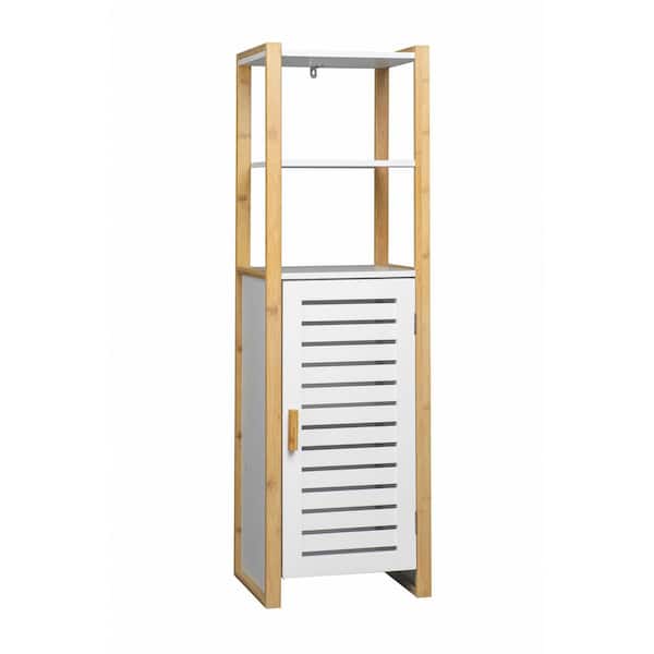 Aoibox 13.39 in. W x 11.73 in. D x 45.28 in. H Multi-Colored MDF Bathroom Freestanding Linen Cabinet Organizer Cabinet