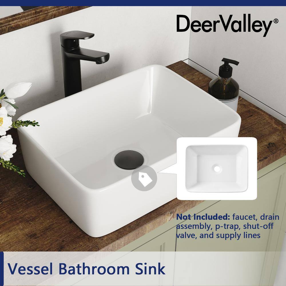 Liberty 12" White Ceramic Rectangular Vessel Bathroom Sink