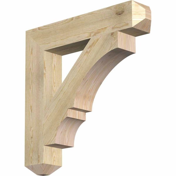 Ekena Millwork 6 in. x 34 in. x 34 in. Douglas Fir Balboa Craftsman Rough Sawn Bracket