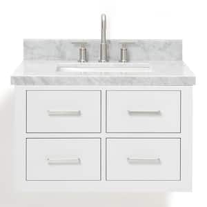 Hutton 31 in. W x 22 in. D x 19.6 in. H Bath Vanity in White with Carrara White Marble Top
